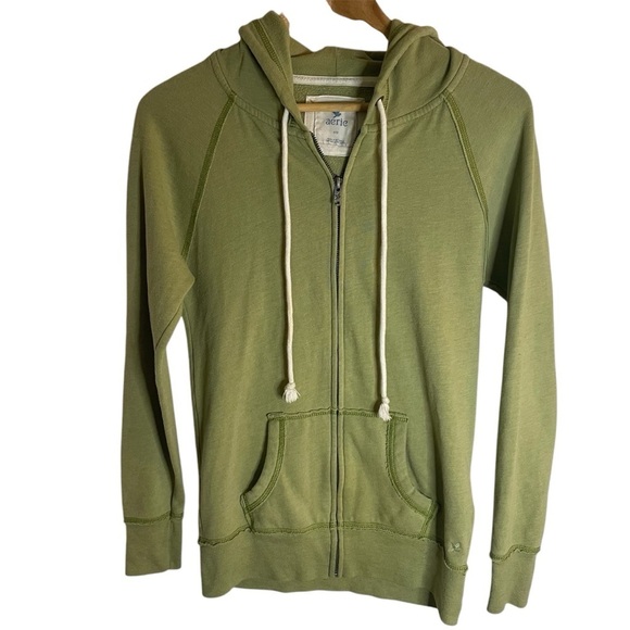 Aerie Light Green Zip-up Activewear Hoodie With Pockets Size Small - Picture 1 of 7